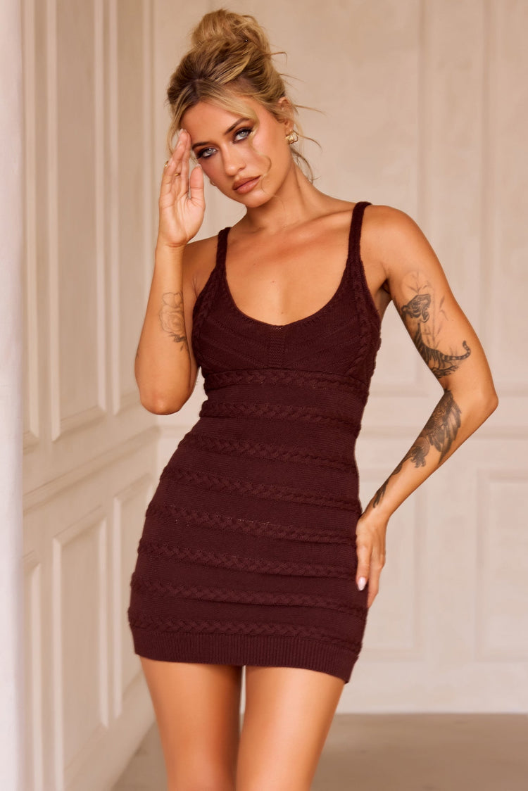 Summer Solstice Knit Dress - Chocolate for women