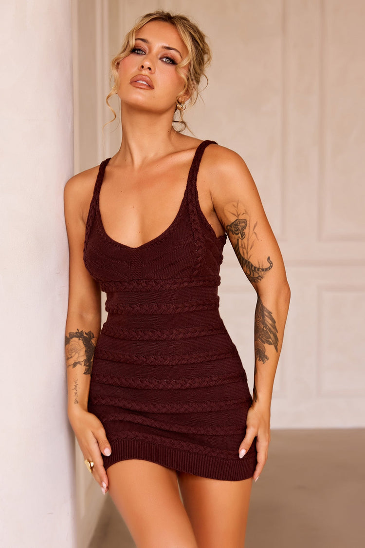 Summer Solstice Knit Dress - Chocolate for women