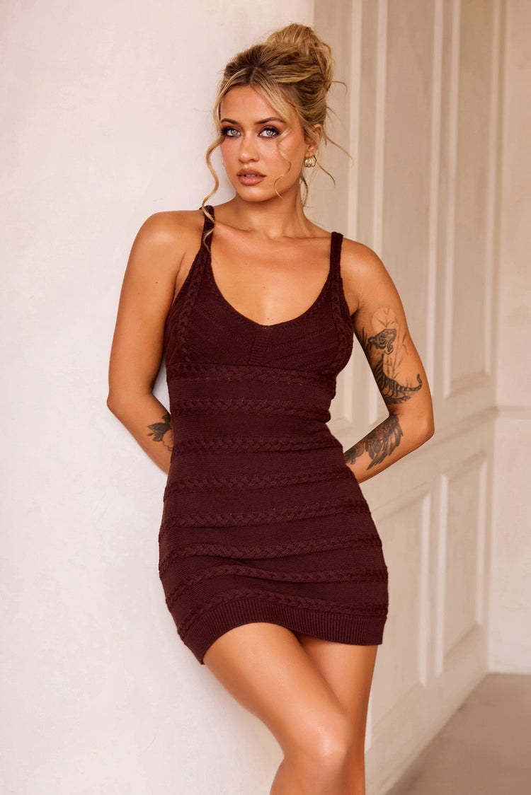Summer Solstice Knit Dress - Chocolate for women