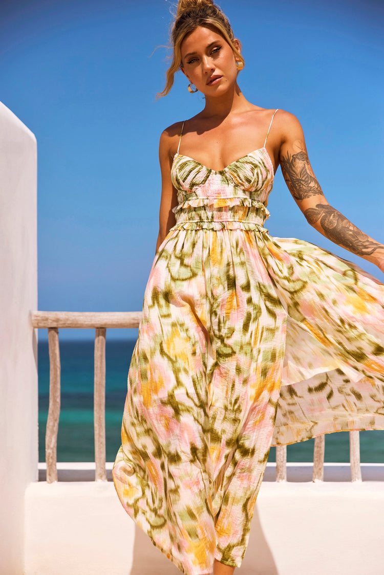 Sun Lover Maxi Dress - Green Multi for women