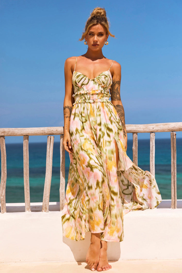 Sun Lover Maxi Dress - Green Multi for women