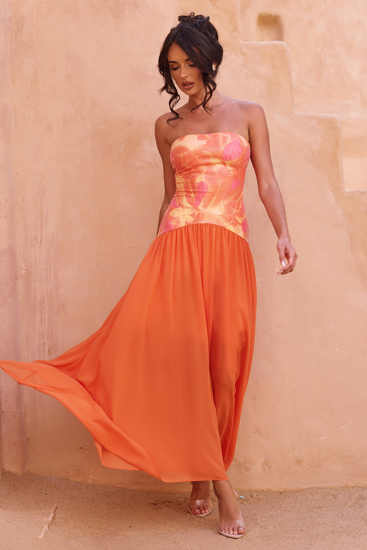 Sunset Breeze Maxi Dress - Tangerine for women