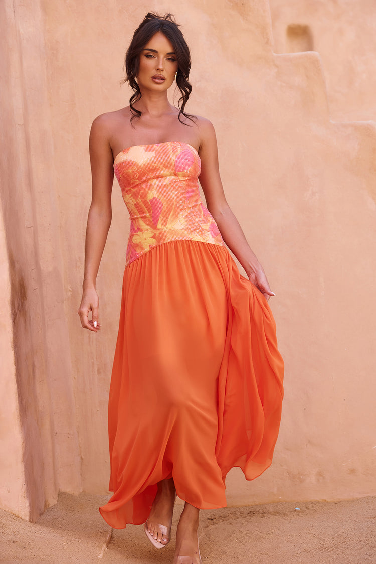 Sunset Breeze Maxi Dress - Tangerine for women