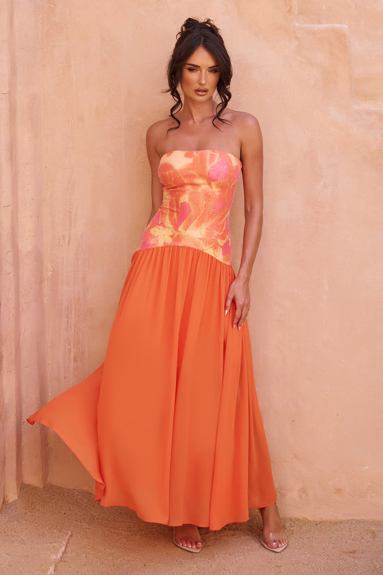 Sunset Breeze Maxi Dress - Tangerine for women