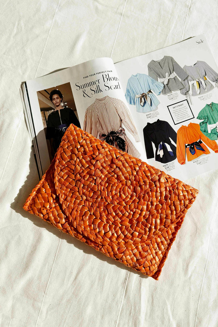 Sunset Meadow Clutch Bag - Orange for women