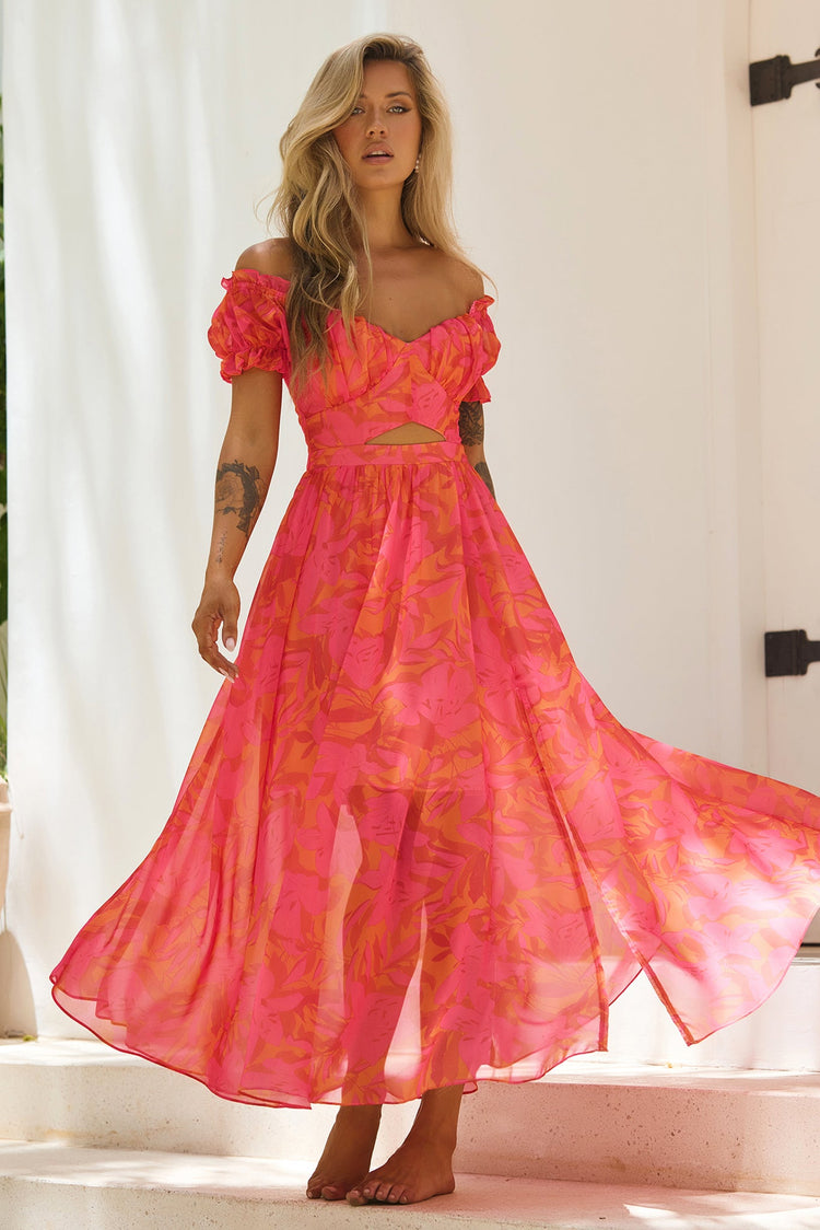 Sunset Serenade Maxi Dress - Pink Multi for women