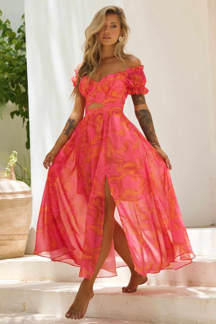 Sunset Serenade Maxi Dress - Pink Multi for women