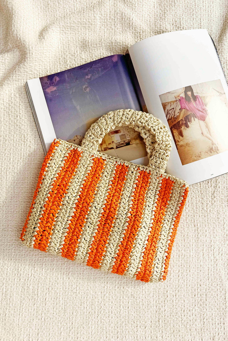 Sunset Stroll Raffia Bag - Orange Beige for women