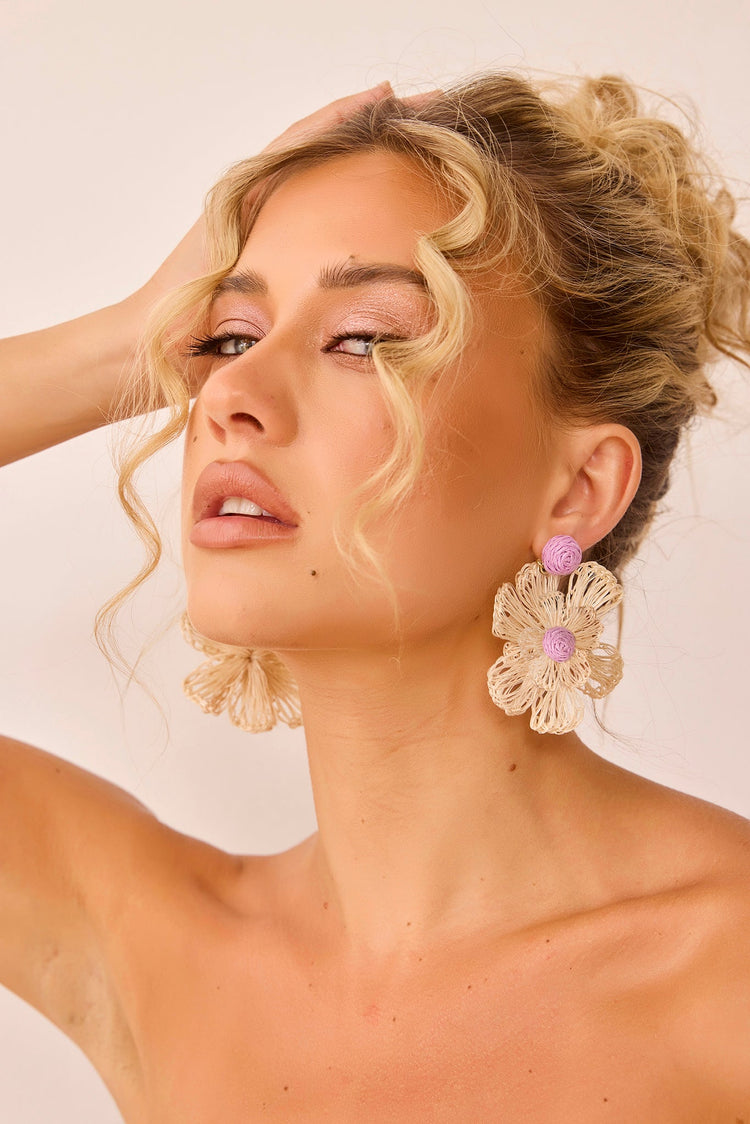 Susie Earrings - Beige Purple for women