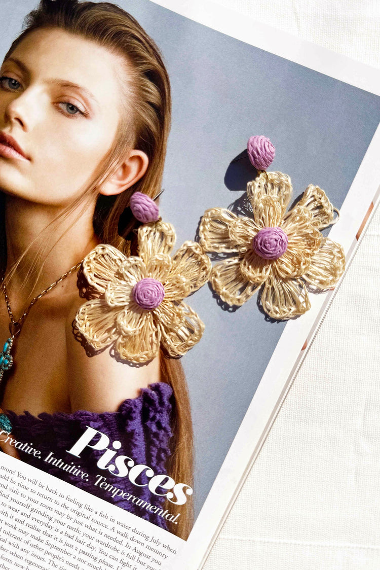Susie Earrings - Beige Purple for women