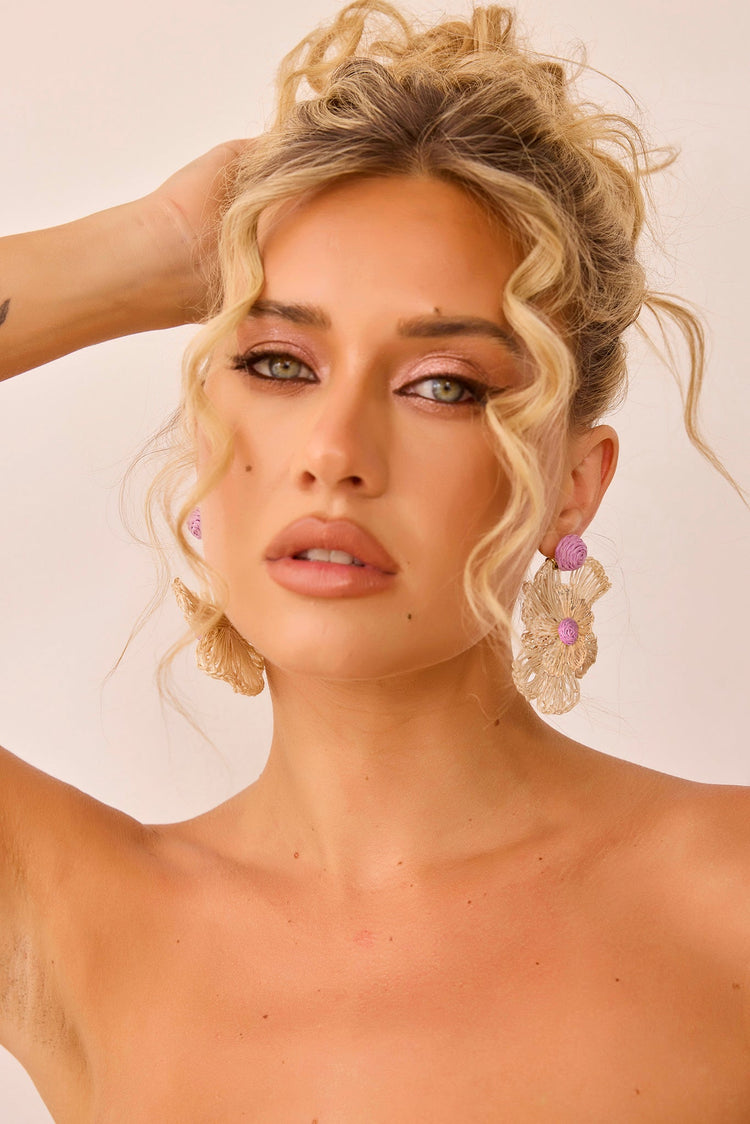 Susie Earrings - Beige Purple for women