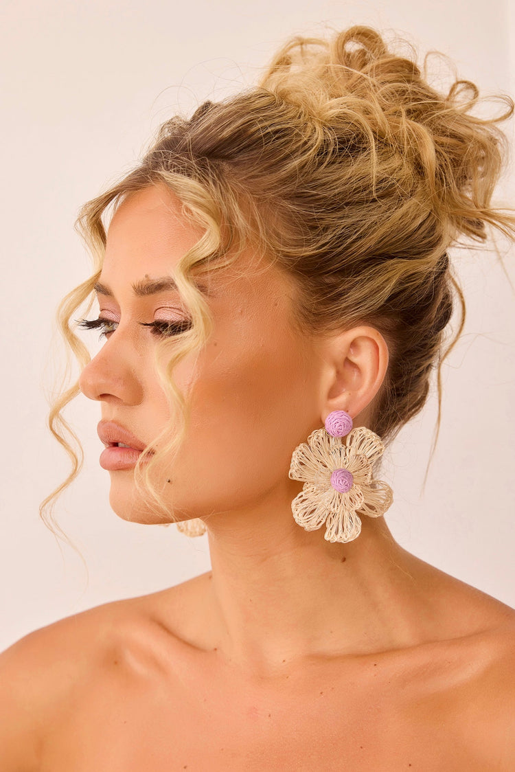 Susie Earrings - Beige Purple for women