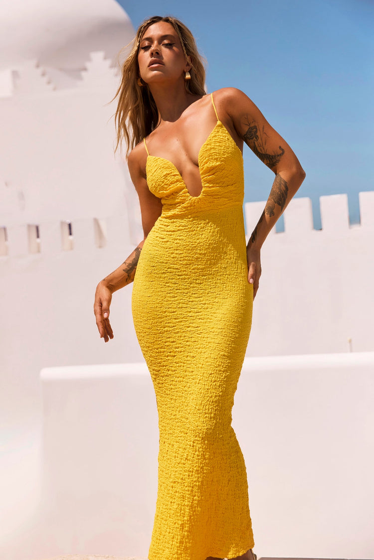 Sweet Talk Midi Dress - Yellow for women