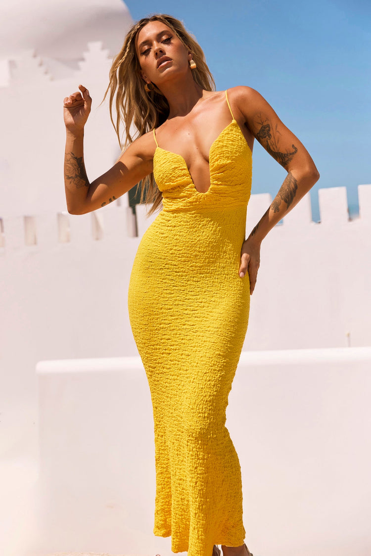 Sweet Talk Midi Dress - Yellow for women