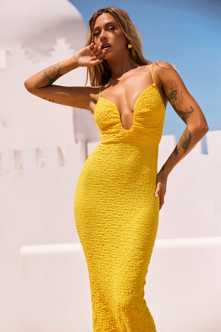 Sweet Talk Midi Dress - Yellow for women