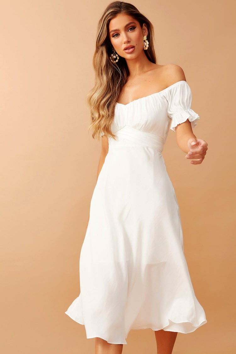 Swing Dancin' Midi Dress - Off White for women