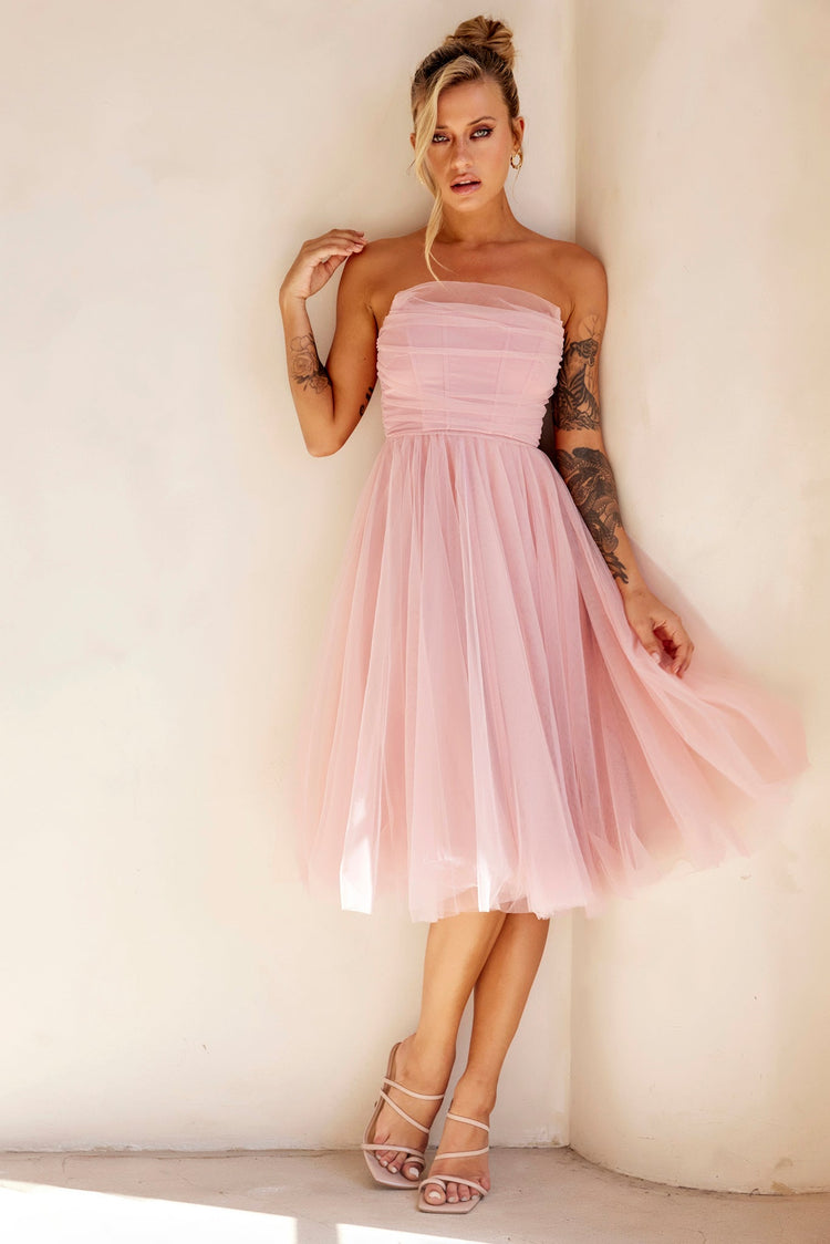 Swingin' It Midi Dress - Blush for women