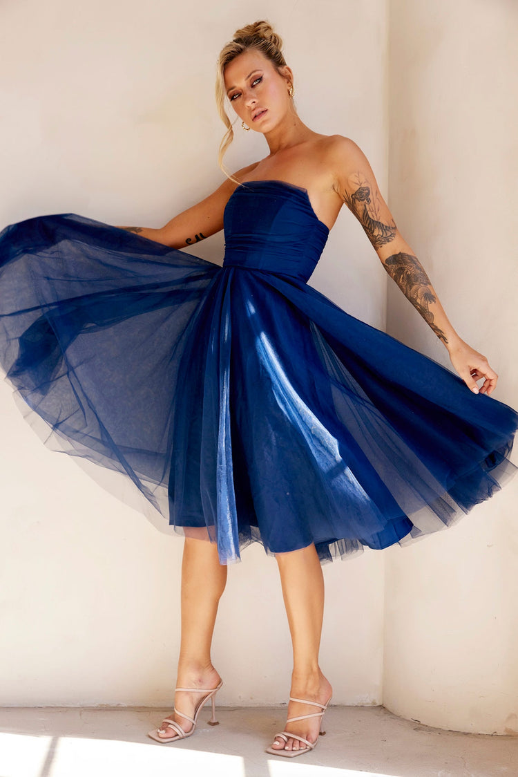 Swingin' It Midi Dress - Navy for women