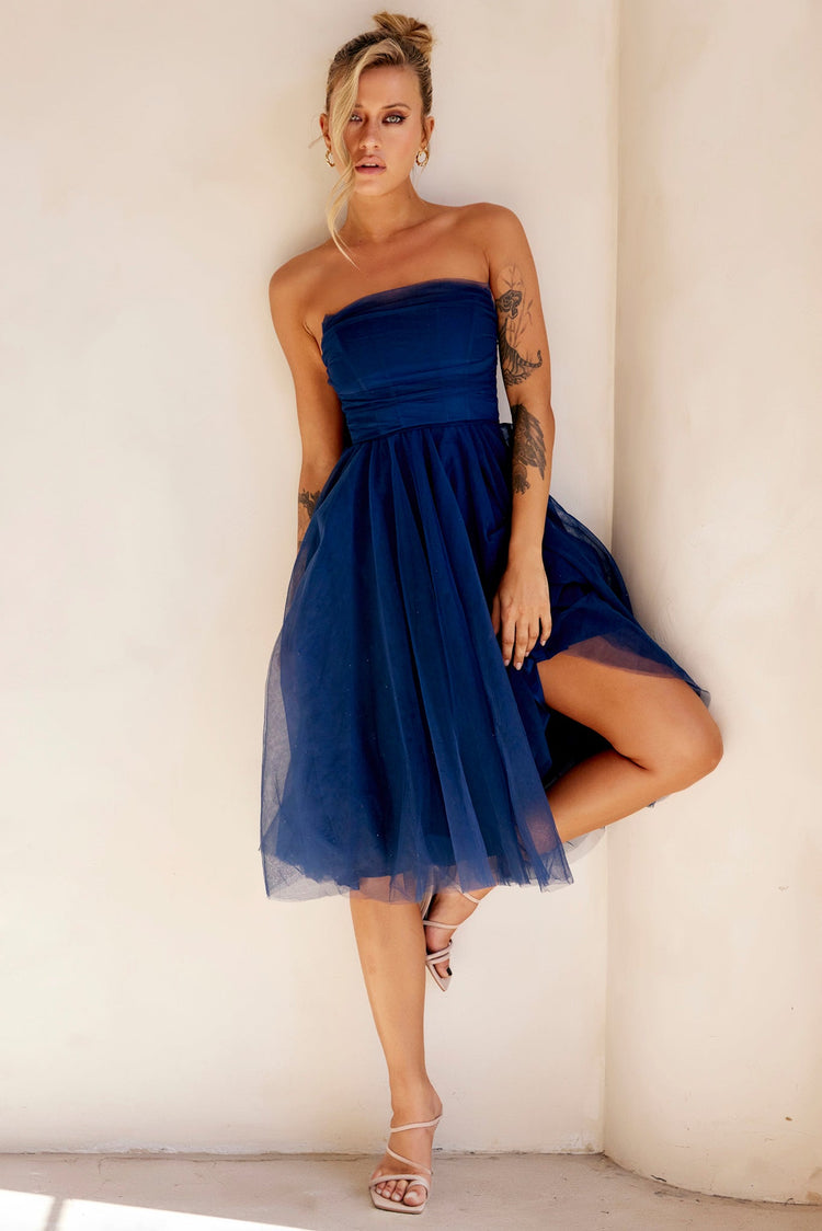 Swingin' It Midi Dress - Navy for women
