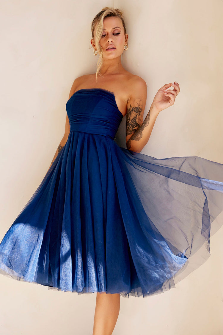 Swingin' It Midi Dress - Navy for women