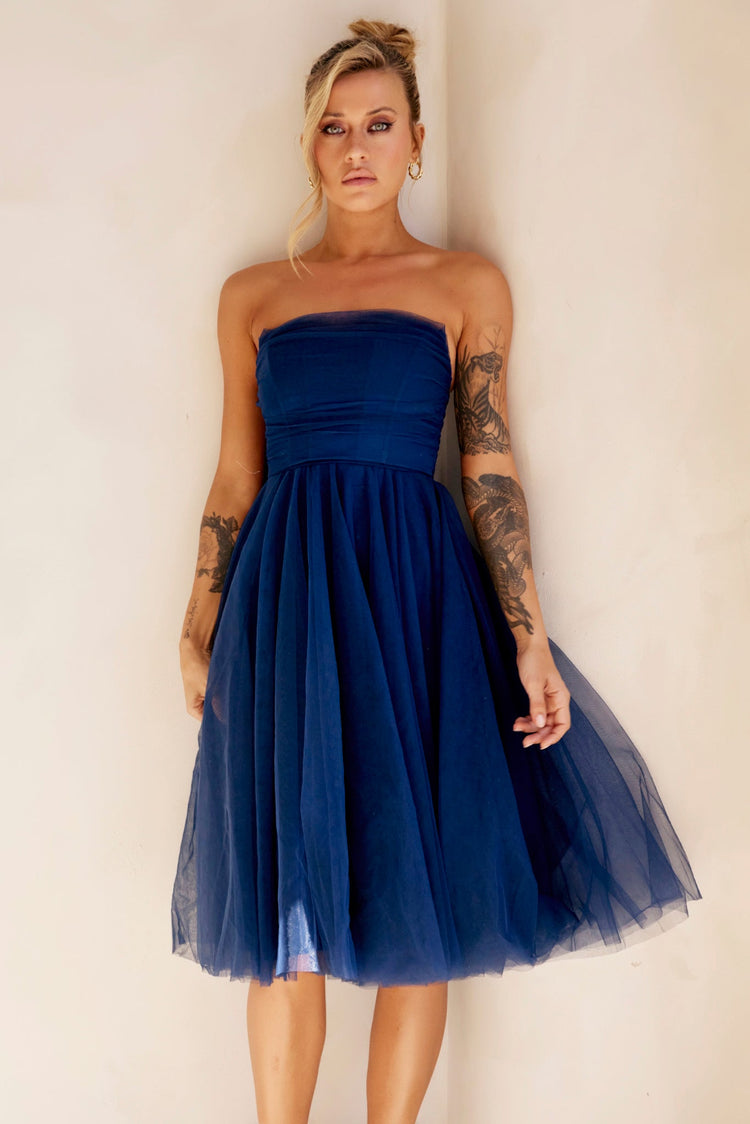 Swingin' It Midi Dress - Navy for women