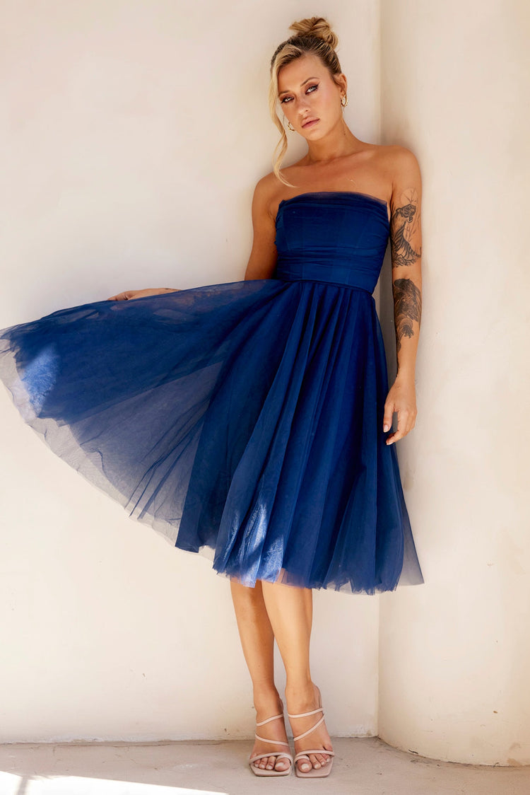 Swingin' It Midi Dress - Navy for women