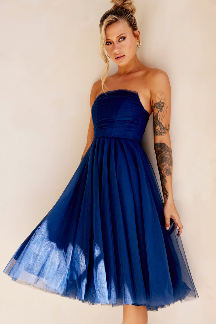 Swingin' It Midi Dress - Navy for women