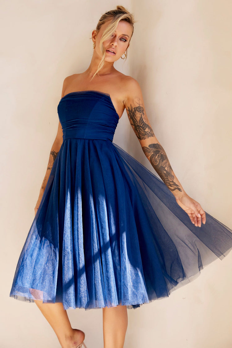 Swingin' It Midi Dress - Navy for women
