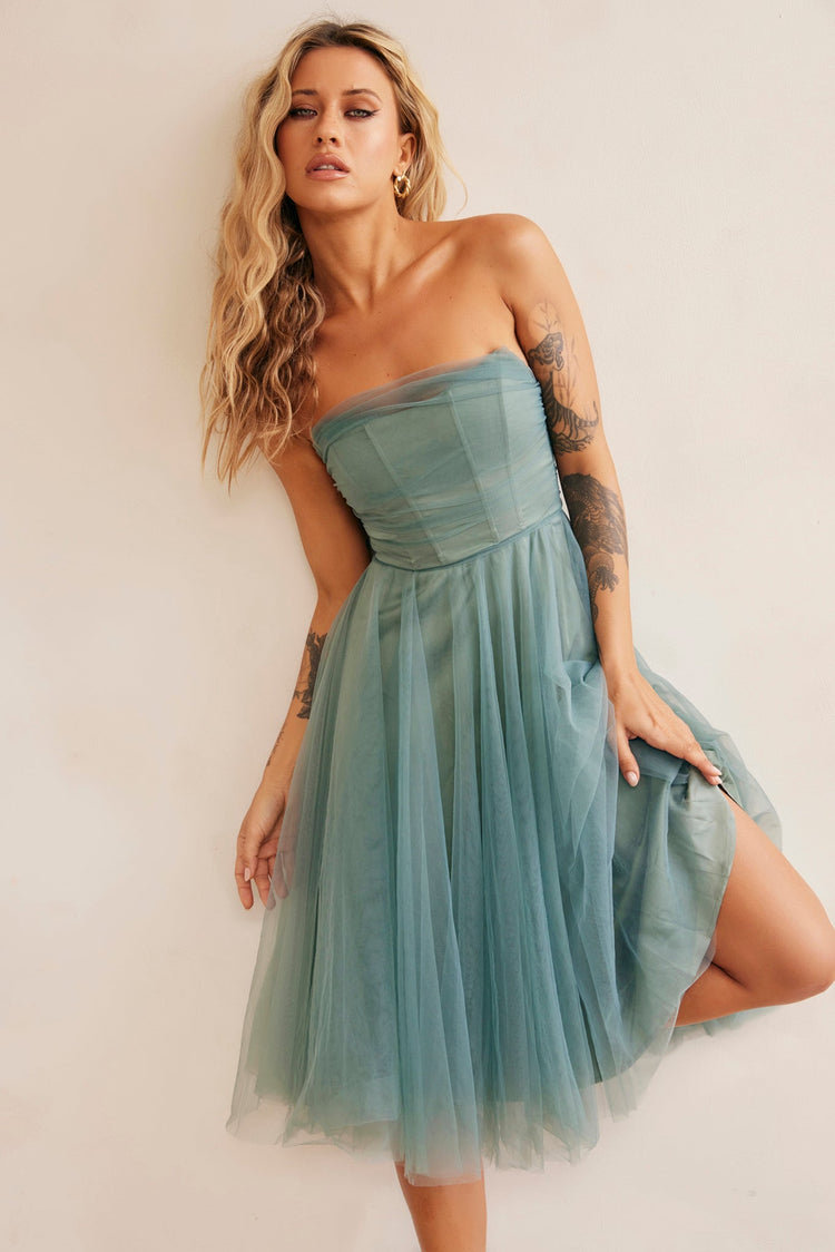 Swingin' It Midi Dress - Sage for women