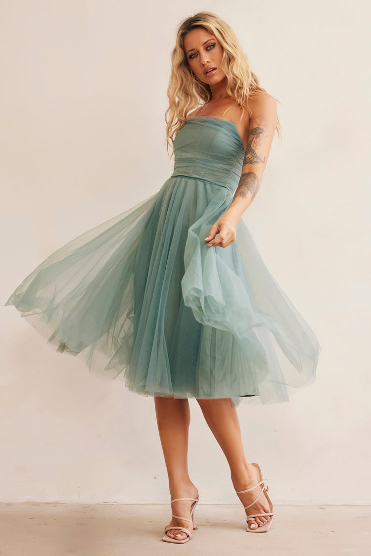 Swingin' It Midi Dress - Sage for women
