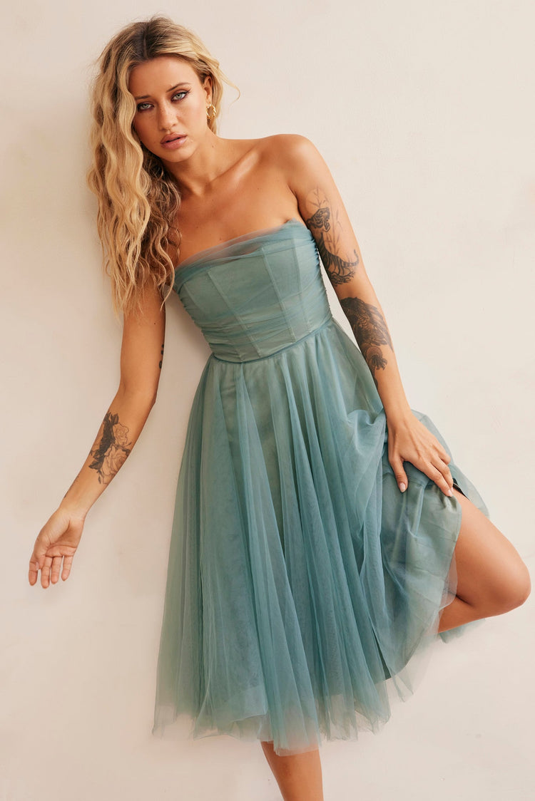 Swingin' It Midi Dress - Sage for women