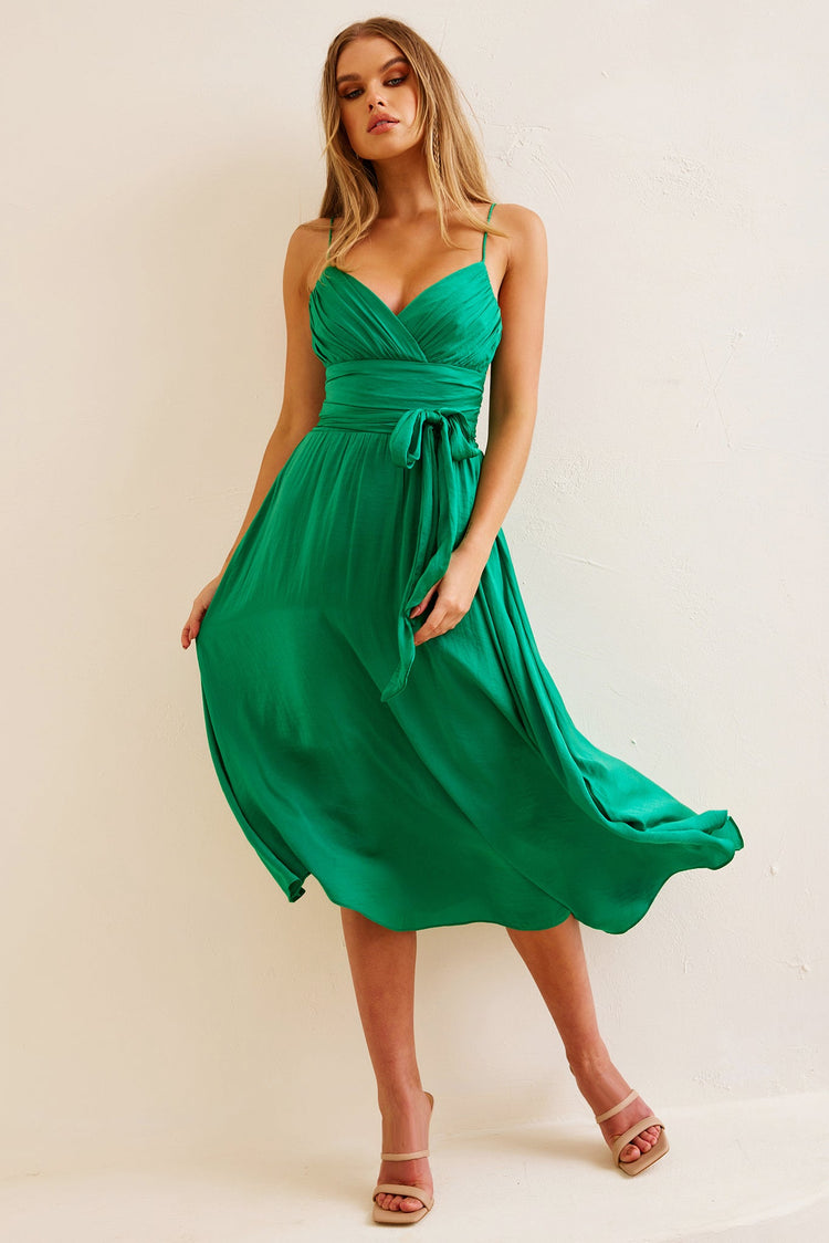 Switch Up Midi Dress - Emerald for women