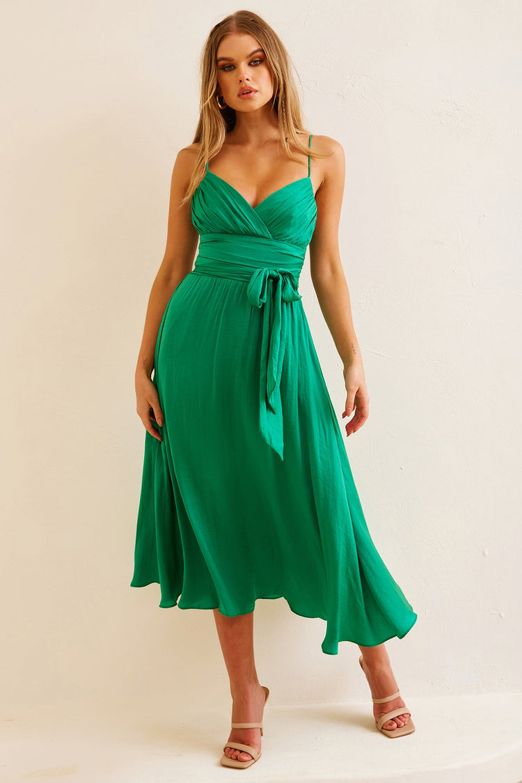 Switch Up Midi Dress - Emerald for women