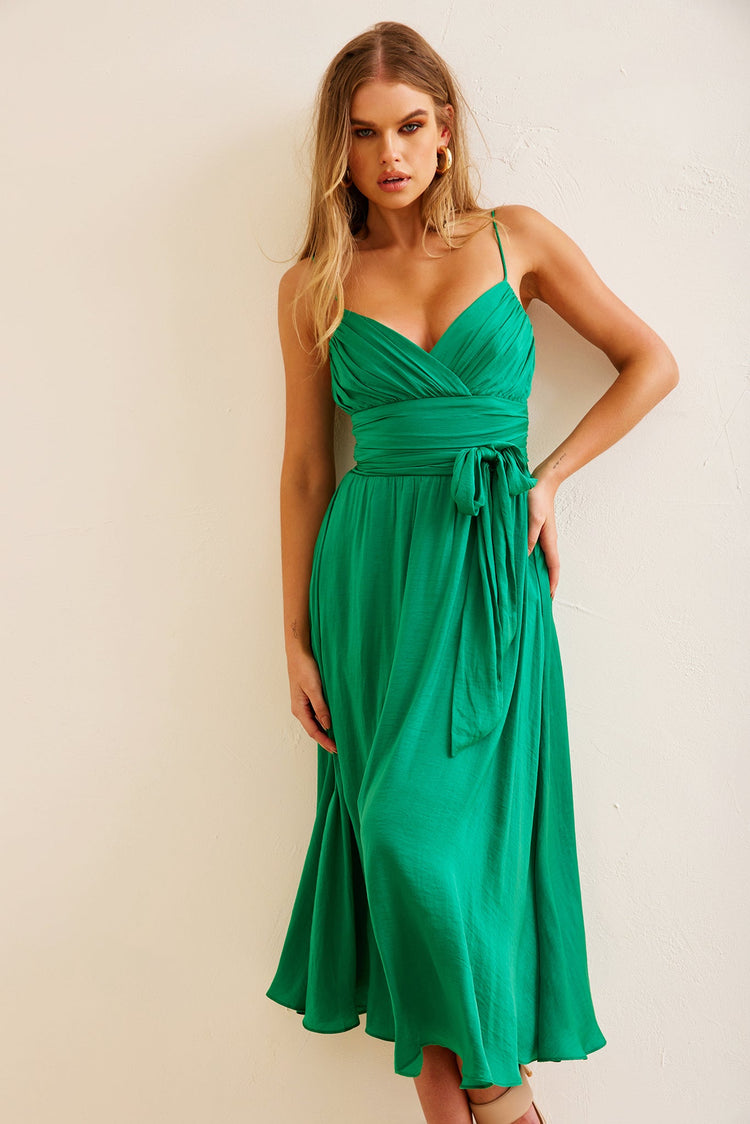 Switch Up Midi Dress - Emerald for women