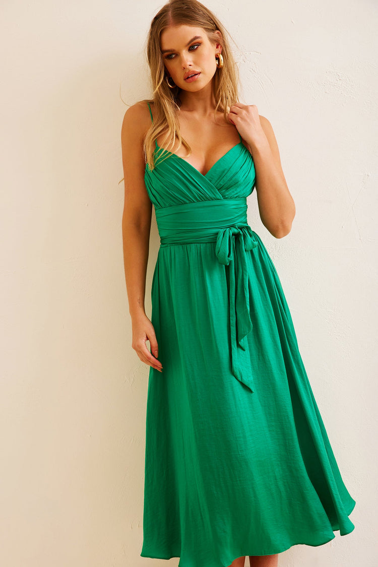 Switch Up Midi Dress - Emerald for women