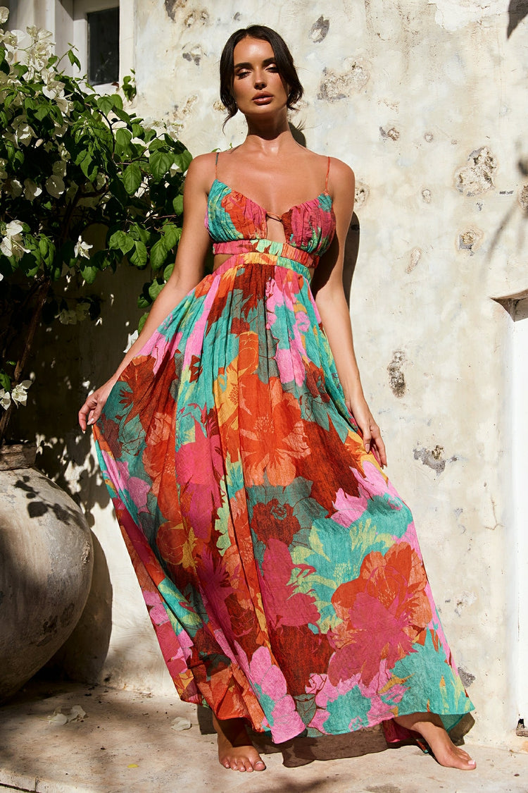 Taking It Maxi Dress - Orange Multi for women