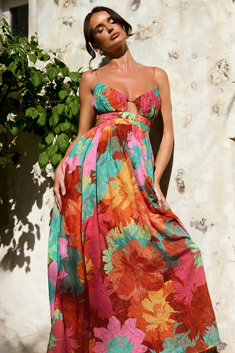 Taking It Maxi Dress - Orange Multi for women