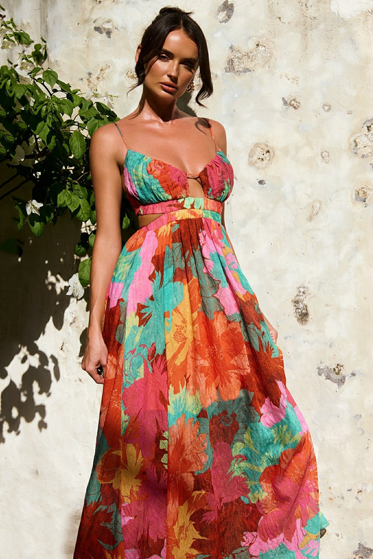 Taking It Maxi Dress - Orange Multi for women