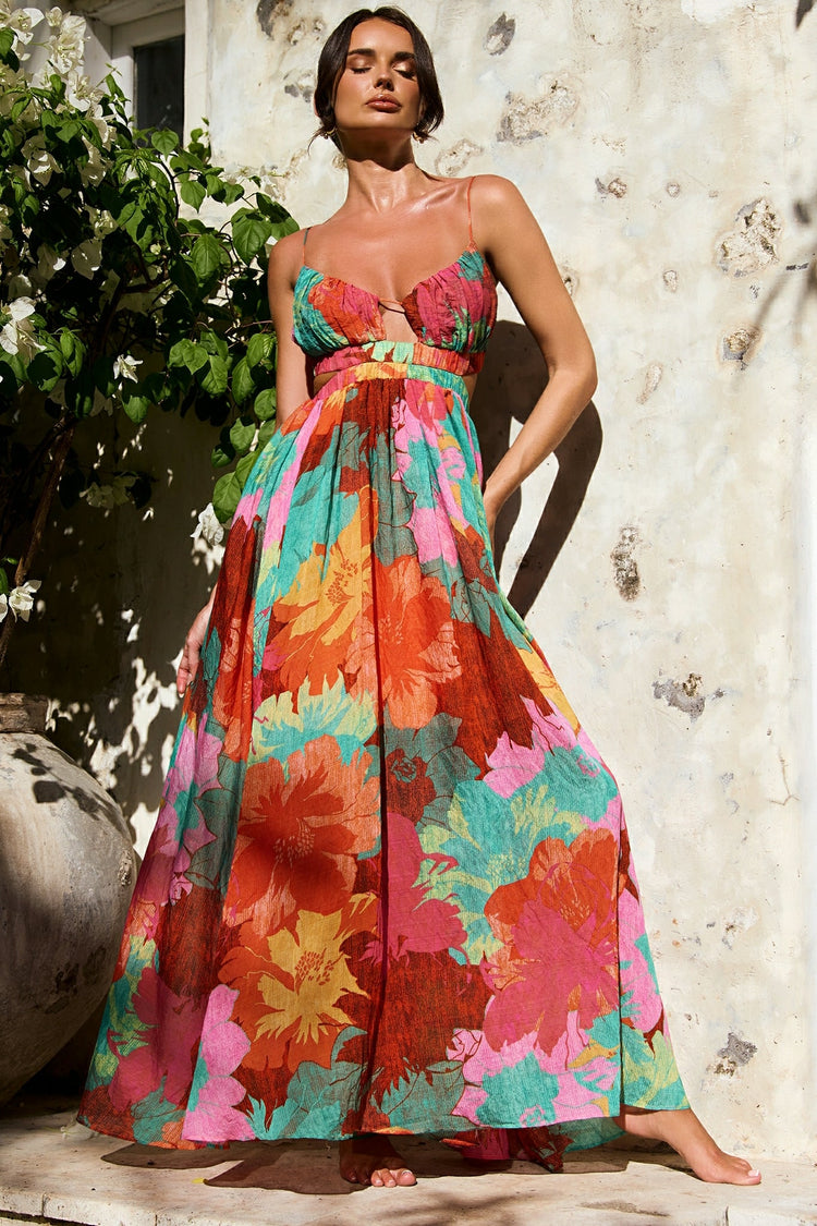 Taking It Maxi Dress - Orange Multi for women