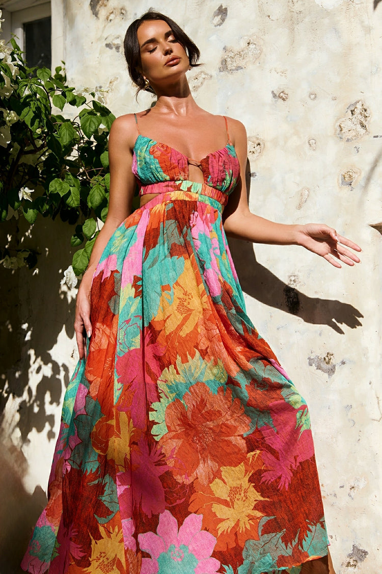 Taking It Maxi Dress - Orange Multi for women