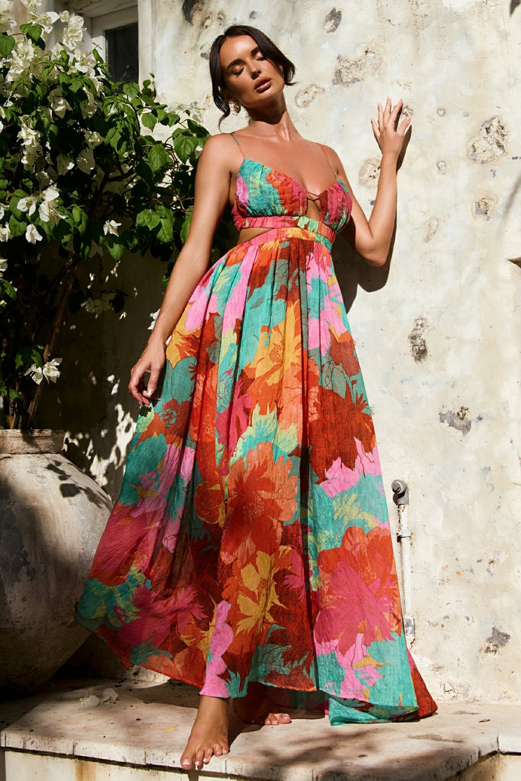 Taking It Maxi Dress - Orange Multi for women