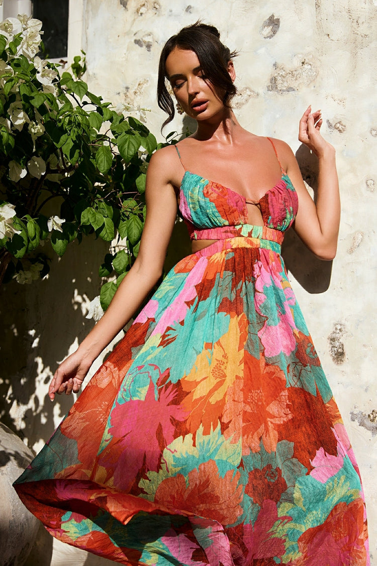 Taking It Maxi Dress - Orange Multi for women