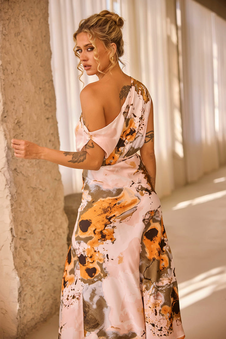 Tanya Midi Dress - Beige Multi for women