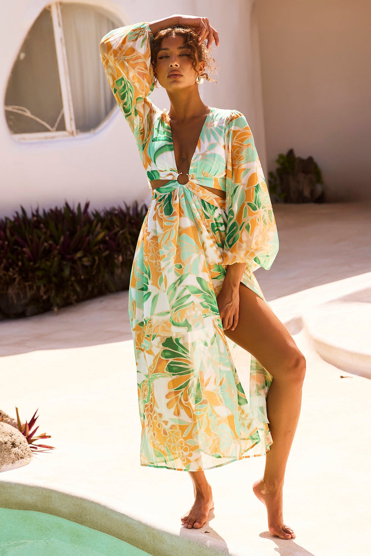 Tara Midi Dress - Green Multi for women