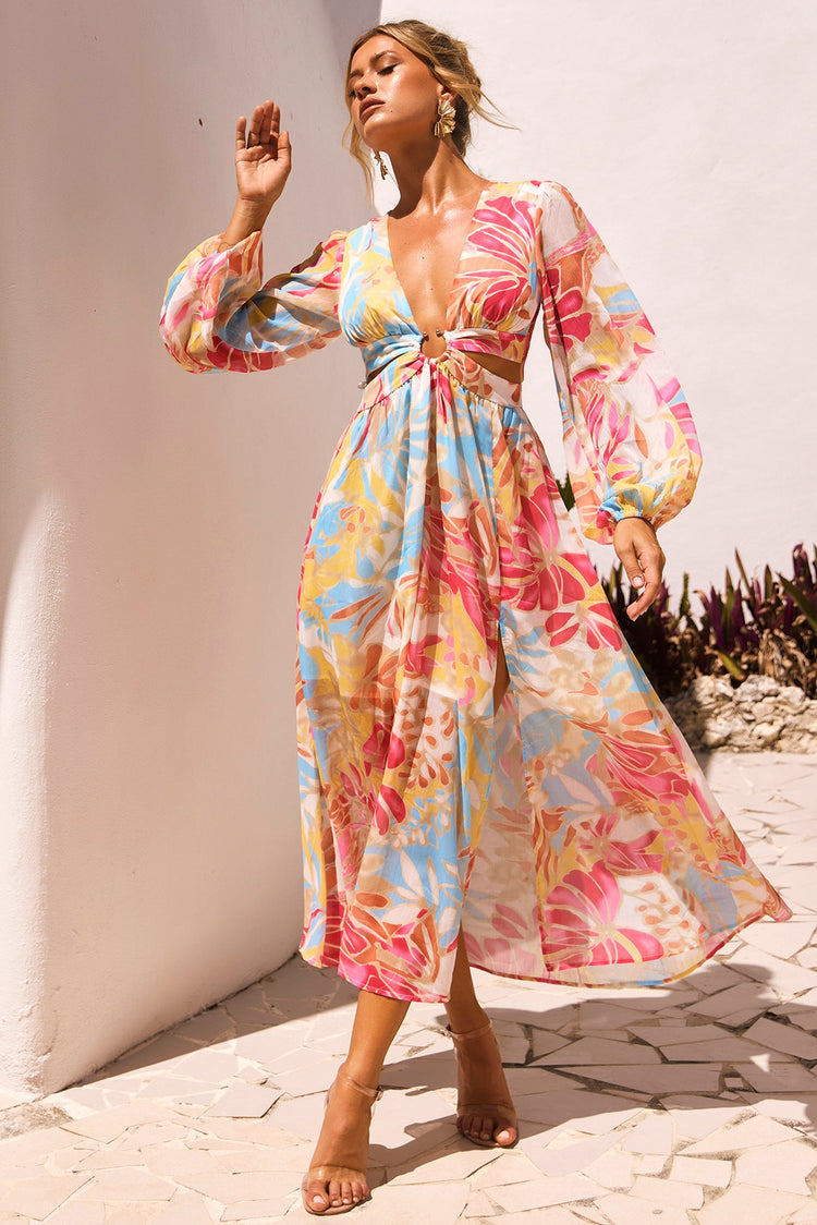 Tara Midi Dress - Red Multi for women
