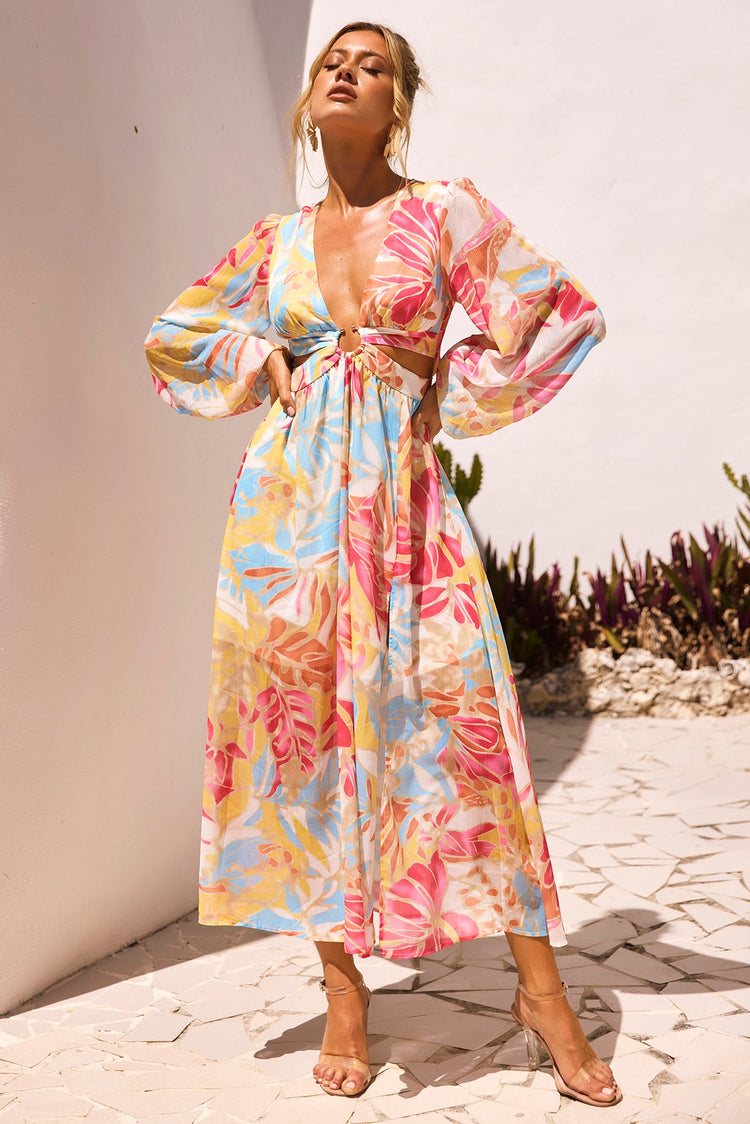 Tara Midi Dress - Red Multi for women