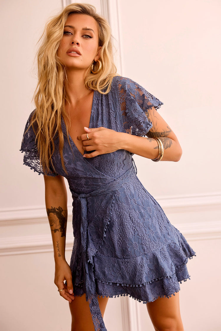 Tickle My Fancy Mini Dress - Midnight Blue for women