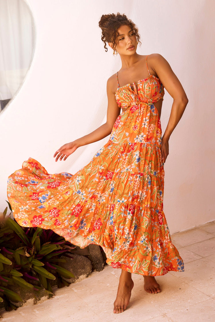Timeless Dreams Maxi Dress - Orange Multi for women