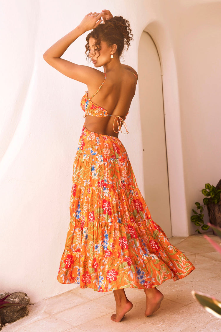 Timeless Dreams Maxi Dress - Orange Multi for women