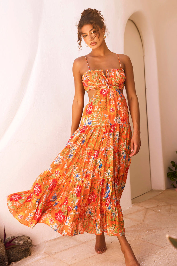 Timeless Dreams Maxi Dress - Orange Multi for women